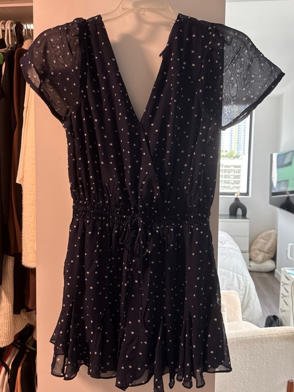 Sugarlips Black Star-Print Short romper